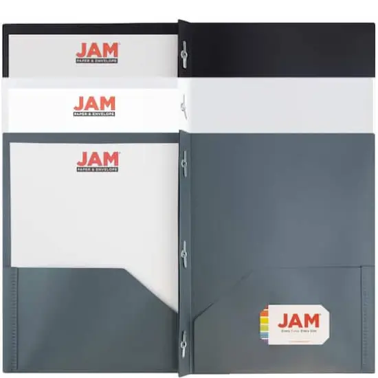 JAM Paper 9.5" x 11.5" Assorted Business Colors Plastic 2 Pocket School POP Folders with Clasps, 6ct. {3}