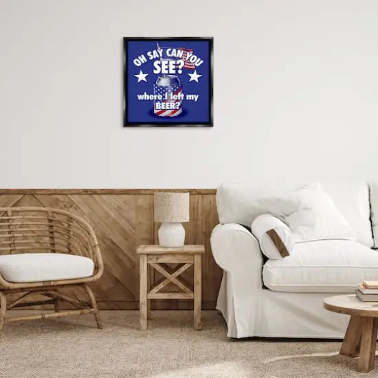 Stupell Industries Funny Patriotic Beer Floater Framed Art Black {3}