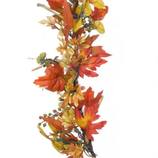 9ft. LED Lit Fall Harvest Leaf Artificial Garland {4}