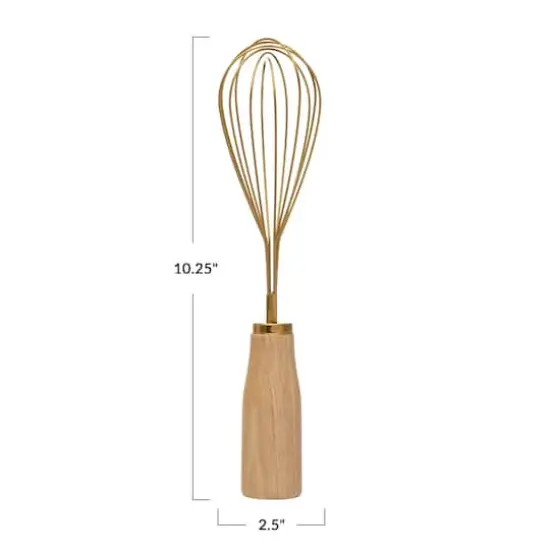 Hello Honey® Gold Standing Stainless Steel Whisk with Wood Handle {4}