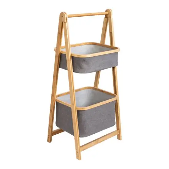 Honey Can Do Bamboo & Canvas 2-Tier Collapsible Shelves {1}