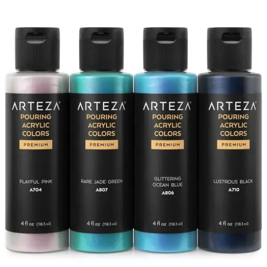 Arteza&reg; 4 Color Iridescent Nautical Tones Acrylic Pouring Paint Set {3}