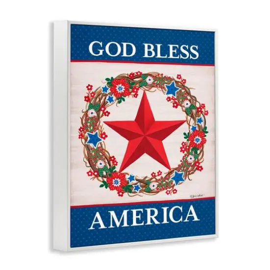 Stupell Industries God Bless America Wreath Framed Giclee Art White {4}