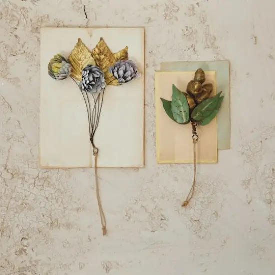 Hello Honey&reg; 7" Multicolor Painted Metal Leaf & Flower Bunch Ornament with Distressed Finish {3}