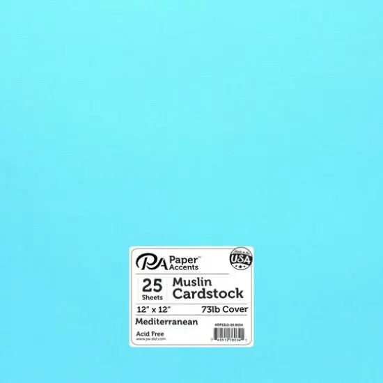 PA Paper&trade; Accents Muslin 12" x 12" 74lb. Cardstock, 25 Sheets Sea Salt {2}