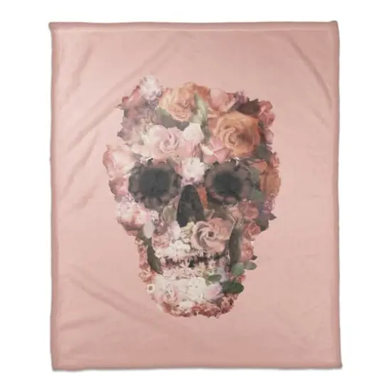 Flower Skull Fleece Throw {1}