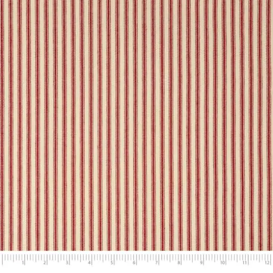Roc-Lon Woven Ticking Stripe Cotton Fabric Red/Natural White {3}