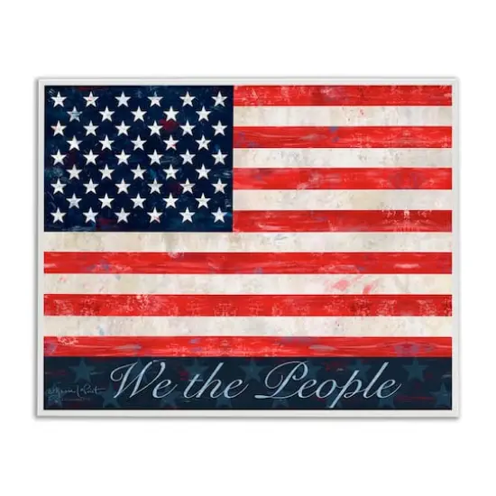 Stupell Industries We The People Flag Framed Giclee Art White {1}