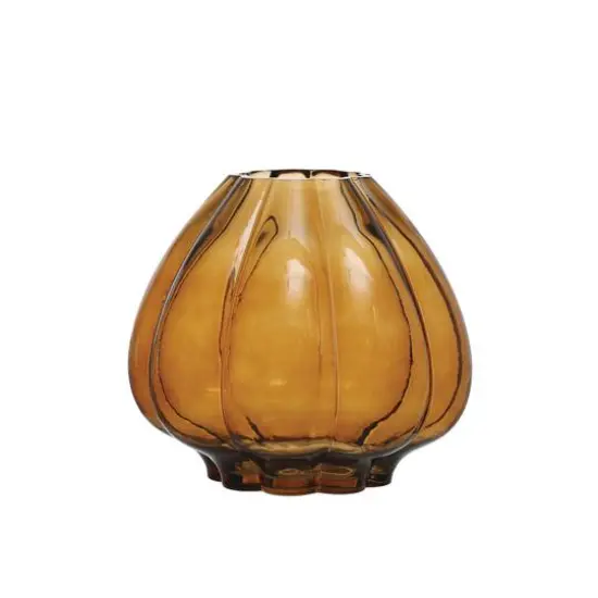 Hello Honey&reg; 9.75" Brown Round Fluted Glass Vase {3}