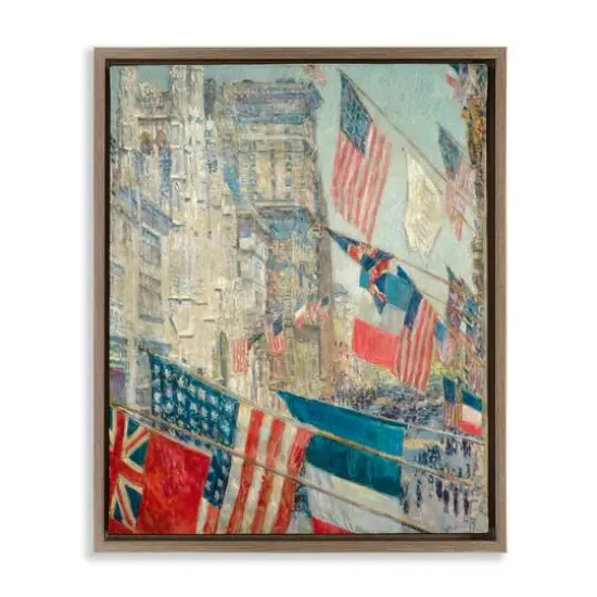 Stupell Industries Classic Americana Flags Floater Framed Art Brown {1}