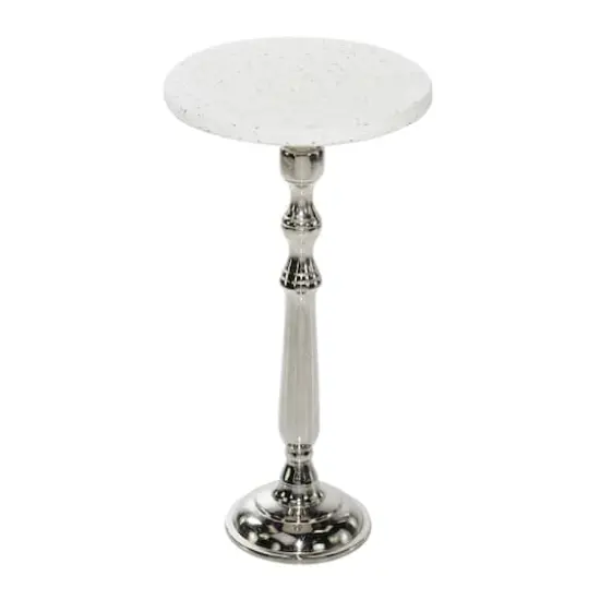 25" Silver Traditional Terrazzo Accent Table {3}