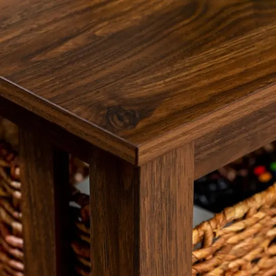 Walker Edison 40" Dark Walnut Mission Storage Coffee Table with Baskets {7}