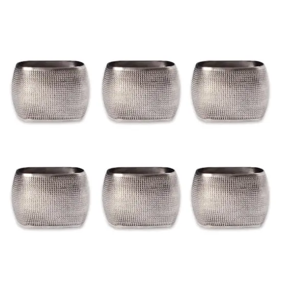 DII&reg; Silver Textured Square Napkin Rings, 6ct. {1}
