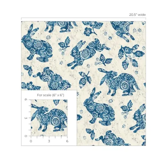 Surface Style Bunny Hop Peel & Stick Wallpaper Porcelain Blue {4}