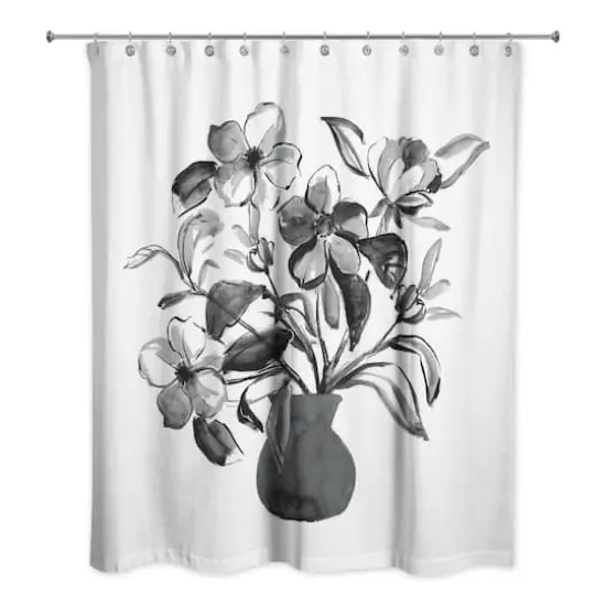 Monochromatic Floral I 71" x 74" Shower Curtain {1}