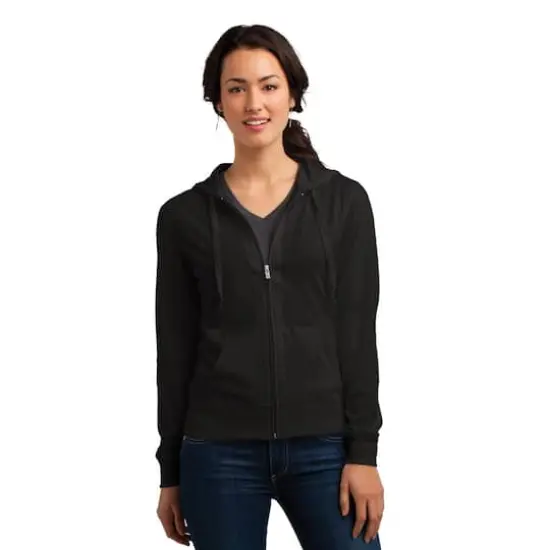 District&reg; Women's Fitted Jersey Full-Zip Hoodie Black {4}