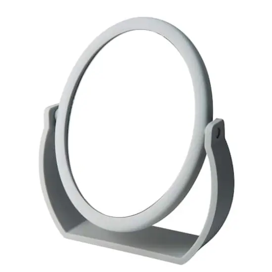 Home Details Swivel 10X Magnification Rubberized Vanity Mirror Gray {1}