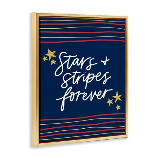 Stupell Industries Stars Stripes Forever Americana Independence Day Floater Framed Art Gold {4}