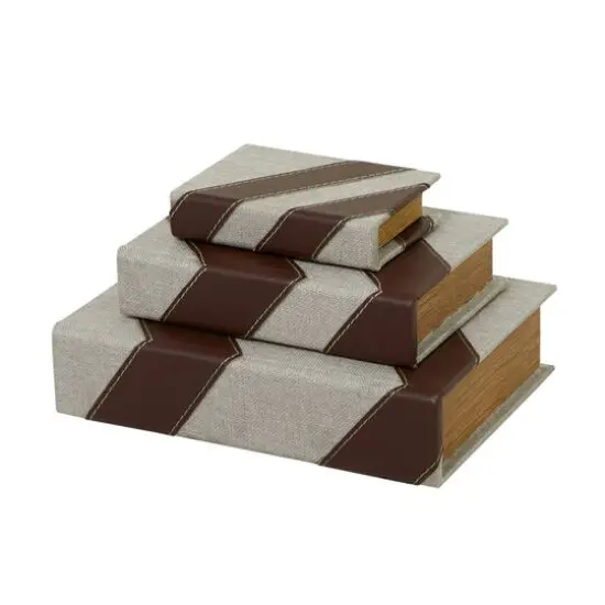 Brown Chevron Faux Leather Faux Book Box Set {3}