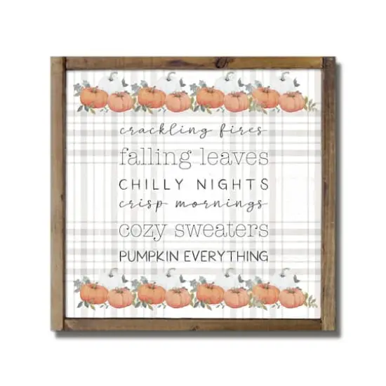 Plaid Fall Things Framed Wood Wall Hanging {1}