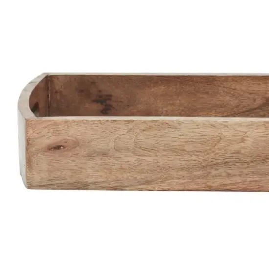 Light Brown Mango Wood Rustic Tray Set {9}