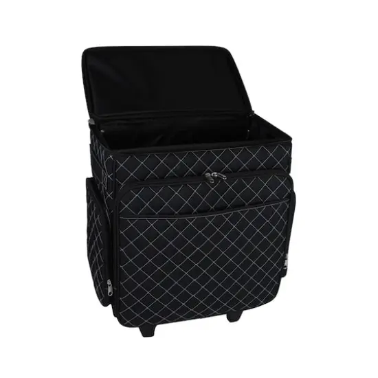 Everything Mary Black & Blue Quilted Rolling Craft Bag {7}