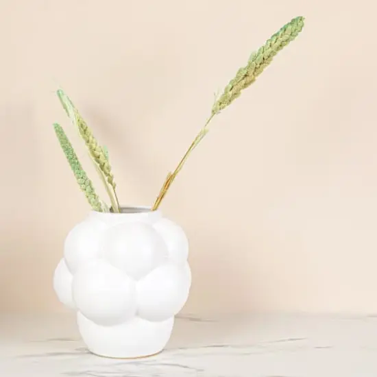 Hello Honey&reg; 8" White Raised Dots Ceramic Vase {3}