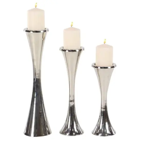 Silver Modern Candle Holder Set {1}