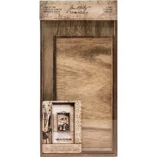 Idea-Ology Wooden Vignette Trays 2/Pkg-Brown 4.75"X9"X1.25" & 6"X12"X1.25" {1}