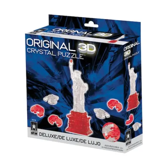3D Crystal Puzzle - Statue of Liberty (Clear/Red): 78 Pcs {3}