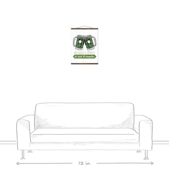 A Pint to Luck & Laughter Teak Hanging Canvas {4}