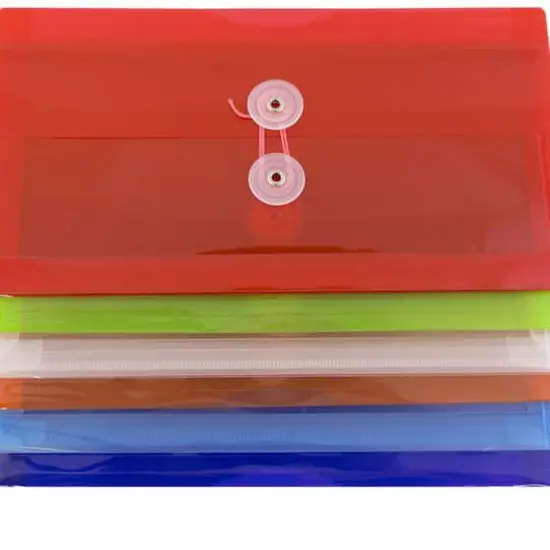 JAM Paper 5.25" x 10" Mixed Plastic Button String Booklet Envelopes, 12ct. {3}