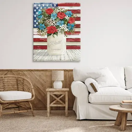Stupell Industries Americana Flag Festive Bouquet Canvas Wall Art {3}