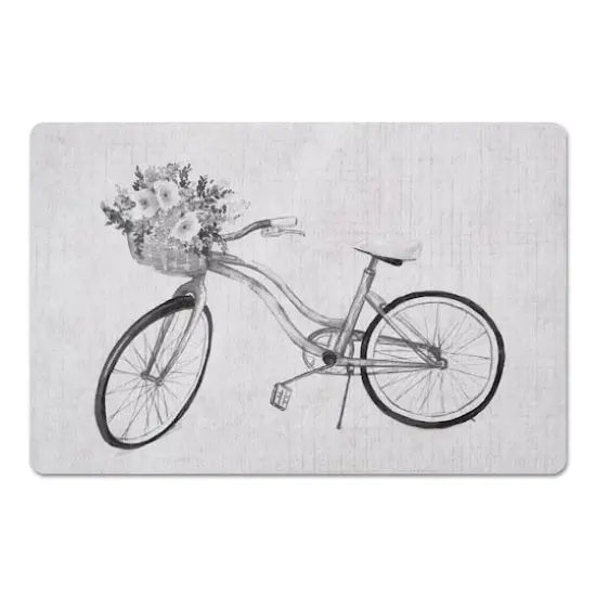 Floral Gray Bike 27" x 18" Floor Mat {1}