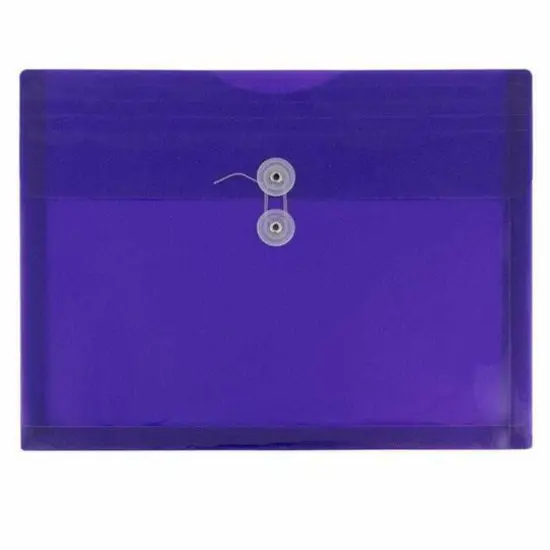 JAM Paper Booklet Plastic Envelopes with Button and String Closure, 108ct. Purple {1}
