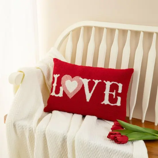 Glitzhome&reg; 18" Valentine's Hooked Love Pillow {4}