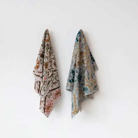 Hello Honey&reg; Red Multicolor Floral Stonewashed Printed Hand Embroidered Cotton Voile Throw {5}