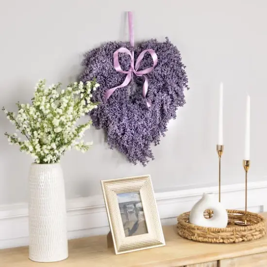 17.5" Artificial Lavender Heart Spring Wreath {3}