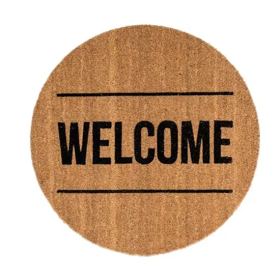 Hello Honey&reg; Welcome Round Natural Coir Doormat {1}