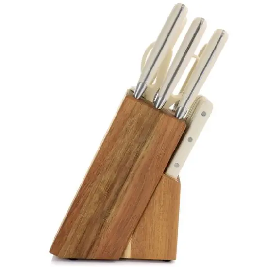 Martha Stewart Cream Stainless Steel 14 Piece Cutlery & Knife Block Set {7}