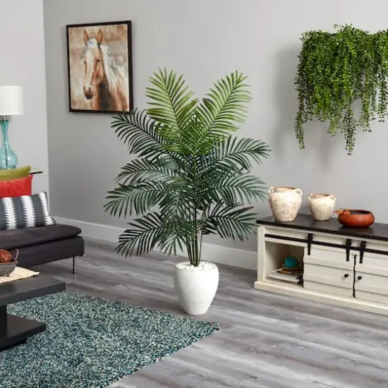 5.5ft. Paradise Artificial Palm Tree in White Planter {4}