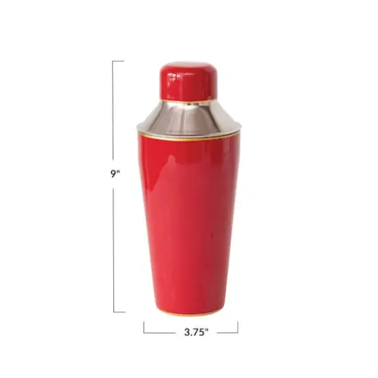 Hello Honey&reg; 22oz. Red Enameled Stainless Steel Cocktail Shaker with Gold Rim {5}