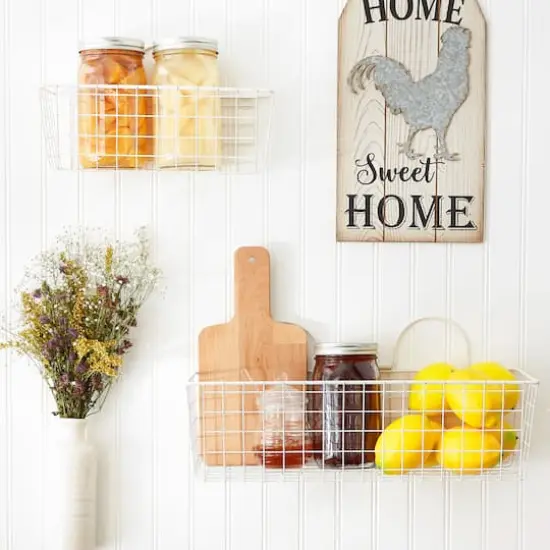 DII&reg; Wire Wall Basket Set Antique White {6}