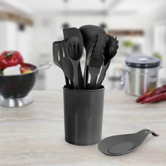 MegaChef Black Silicone Cooking Utensils Set, 12ct. {6}