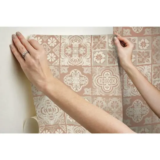 RoomMates Marrakesh Tile Peel & Stick Wallpaper Clay/Gray {10}