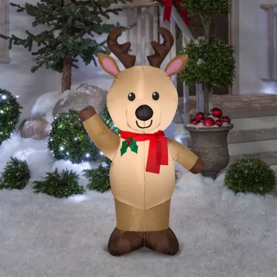 4ft. Airblown&reg; Inflatable Christmas Waving Reindeer {3}