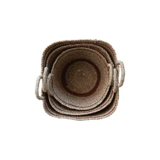 Hello Honey® Natural & Brown Striped Woven Seagrass Handled Nesting Basket Set {7}