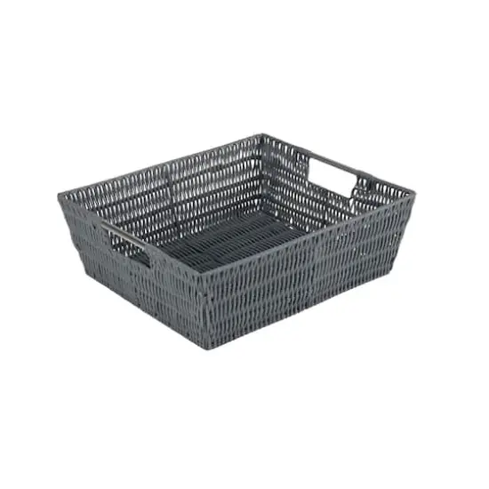 Simplify Charcoal Shelf Storage Rattan Tote Basket {7}