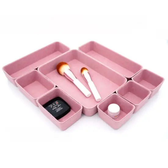 Welaxy Felt 8 Piece Drawer Organizer Tray Set Dusty Rose {1}