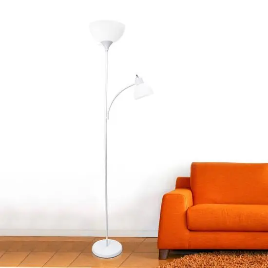 Simple Designs 71.5" Floor Lamp with Reading Light White {6}
